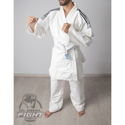JUDOGI-GF-FIGHTER TESSUTO PESANTE CON STRISCE NERE SULLE SPALLE