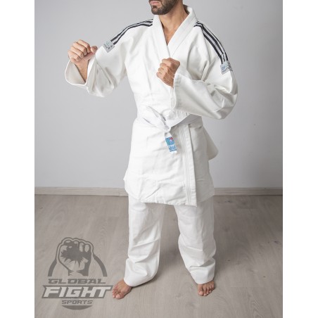 JUDOGI-GF-FIGHTER TESSUTO PESANTE CON STRISCE NERE SULLE SPALLE